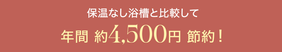 保温なし浴槽と比較して年間4,500円節約！