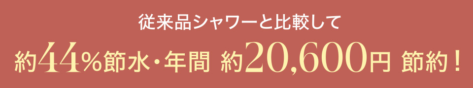 従来品シャワーと比較して約44%節水・年間約20,600円節約！