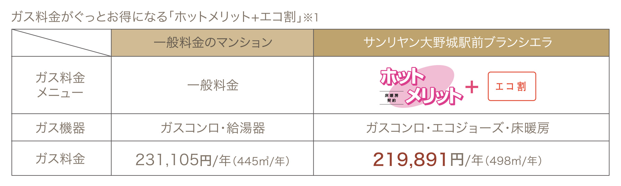 ガス料金がぐっとお得になる「ホットメリット+エコ割」