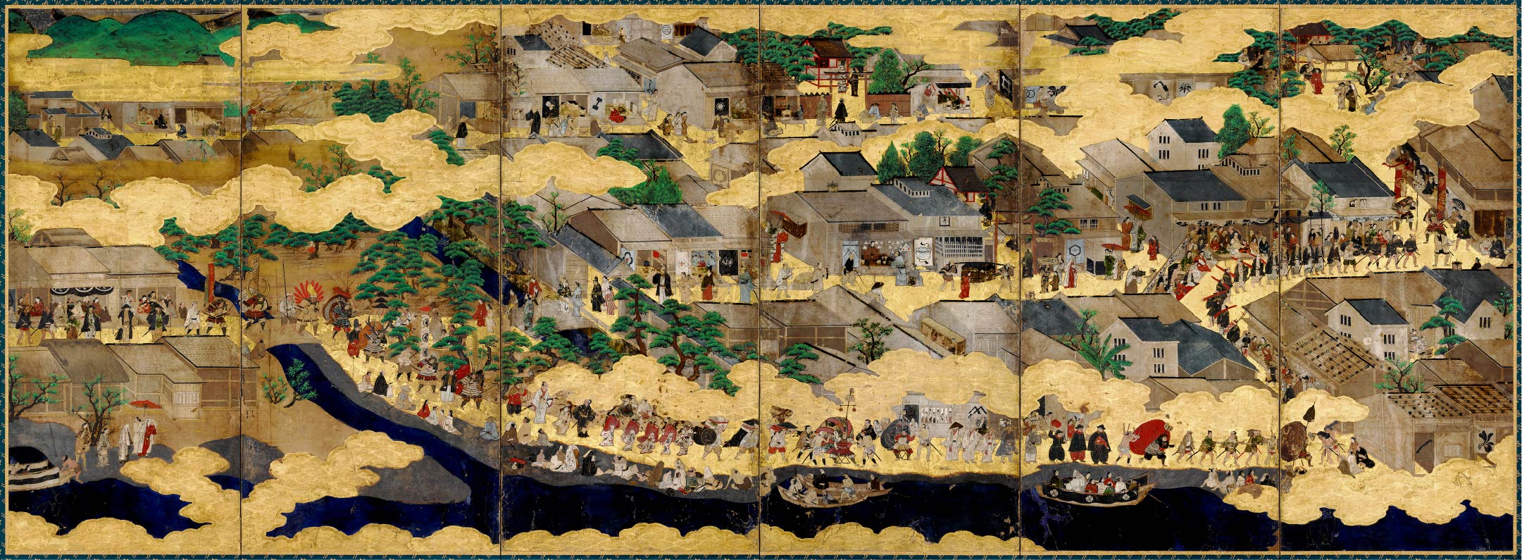 堺市指定有形文化財「住吉祭礼図屏風」（右隻）※堺市博物館保管